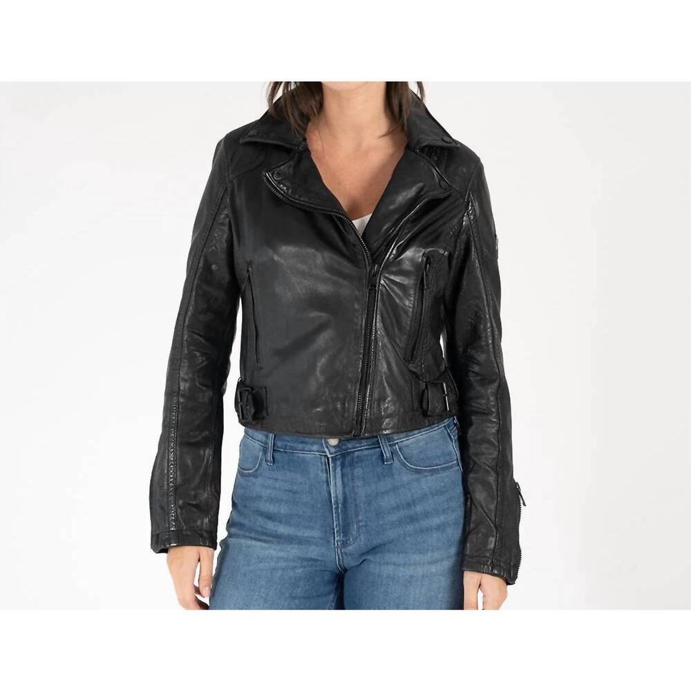 NEW MAURITIUS bita rf leather jacket in black